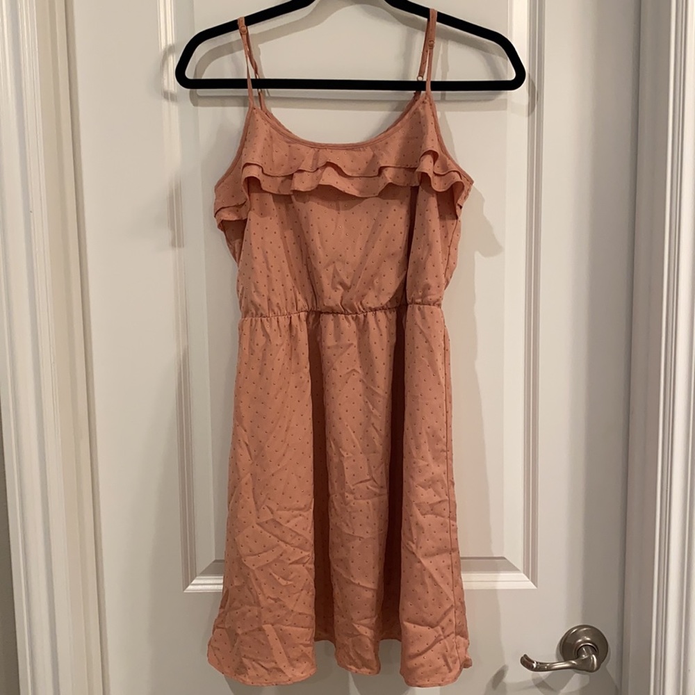 Blush studded dress with ruffles